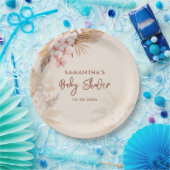 Pampas Grass Script Terracotta Baby shower Papieren Bordje (Feest)