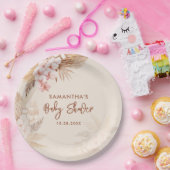 Pampas Grass Script Terracotta Baby shower Papieren Bordje (Feest)