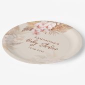 Pampas Grass Script Terracotta Baby shower Papieren Bordje (Gekanteld)