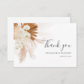Pampas Grass Script Terracotta Wedding Bedankkaart (Voorkant / Achterkant)