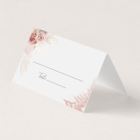 Pampas Grass Script Terracotta Wedding Place Card Kaart (Voorkant)