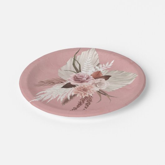 Pampas grass Seaside Wedding, roze koper Papieren Bordje (Gekanteld)