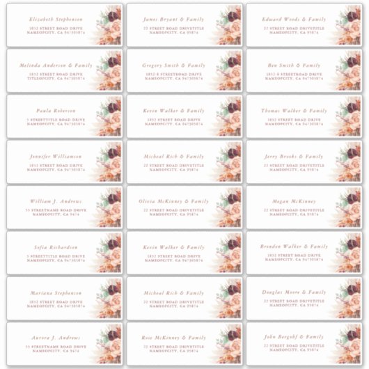 Pampas Grass Sinaasappel Individueel Gastadres Lab Sticker (Voorkant)