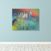Pampas Grass Solarized - Digitale Manipatie Canvas Afdruk (Insitu (Houten vloer))