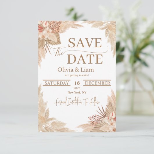 Pampas Grass sparen de Datum Uitnodiging van het h (Staand voorkant)