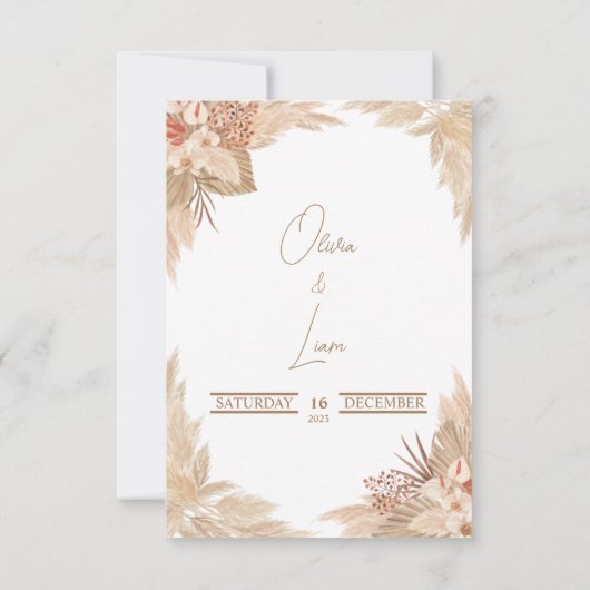 Pampas Grass sparen de Datum Uitnodiging van het h (Achterkant)