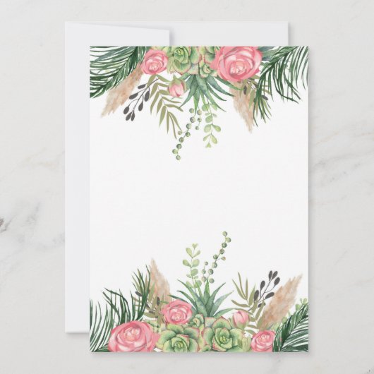 Pampas Grass Succulent Couples Vrijgezellenfeest Kaart (Achterkant)