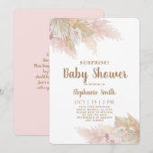 Pampas Grass Surprise Baby shower Girl Invitation Kaart (Voorkant / Achterkant)