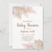 Pampas Grass Surprise Baby shower Girl Invitation Kaart (Voorkant)