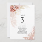 Pampas Grass Table Number 3 Wedding Seating Chart (Voorkant)