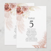 Pampas Grass Table Number 5 Wedding Seating Kaart (Voorkant / Achterkant)