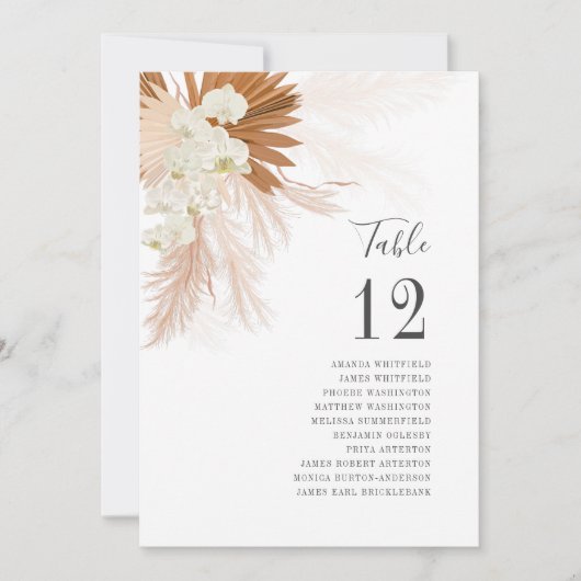 Pampas Grass Table Number Weddenschap (Voorkant)