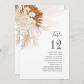 Pampas Grass Table Number Weddenschap (Voorkant / Achterkant)