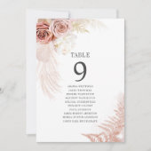 Pampas Grass Table Number Wedding Seating Chart (Voorkant)