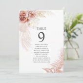 Pampas Grass Table Number Wedding Seating Chart (Staand voorkant)