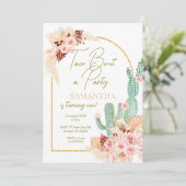 Pampas Grass Taco Cactus Eerste Verjaardag Uitnodi Kaart (Staand voorkant)