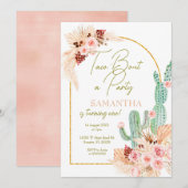 Pampas Grass Taco Cactus Eerste Verjaardag Uitnodi Kaart (Voorkant / Achterkant)