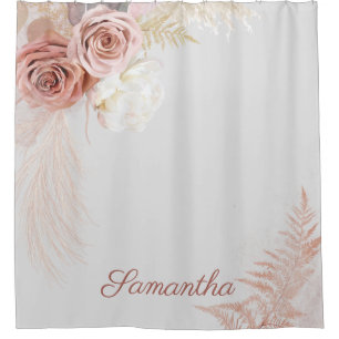 Pampas Grass Tan Bridal Terracotta Dried Palms Douchegordijn