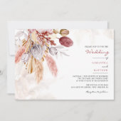 Pampas Grass Tan Floral Rustic Wedding Kaart (Voorkant)