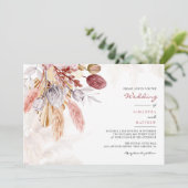 Pampas Grass Tan Floral Rustic Wedding Kaart (Staand voorkant)