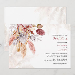 Pampas Grass Tan Floral Rustic Wedding Kaart