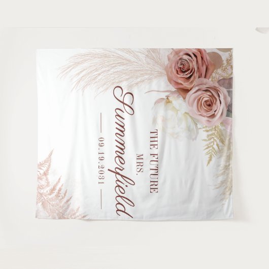 Pampas Grass Tan Vrijgezellenfeest Backdrop Wandkleed (Voorkant (horizontaal))