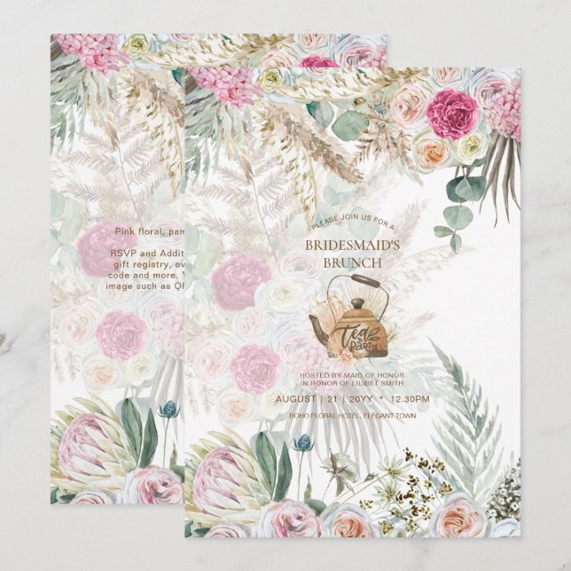 Pampas Grass TEA PARTY Vrijgezellenfeest Lunch (Voorkant / Achterkant)