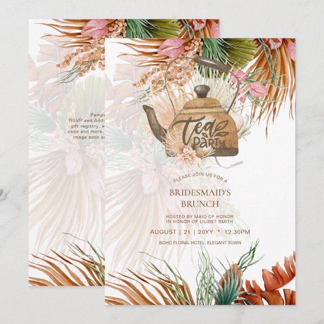 Pampas Grass TEA PARTY Vrijgezellenfeest Lunch (Voorkant / Achterkant)