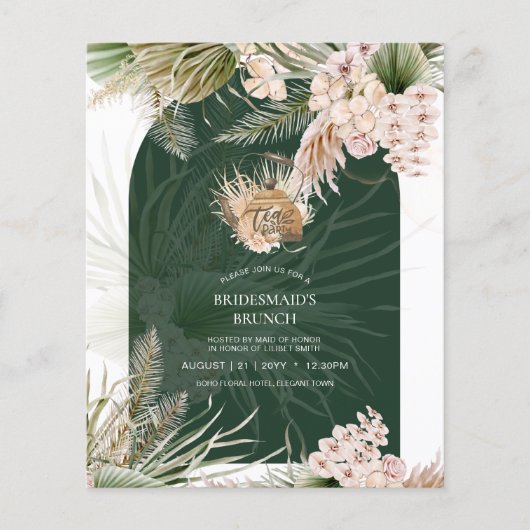 Pampas Grass TEA PARTY Vrijgezellenfeest Lunch Flyer (Voorkant)