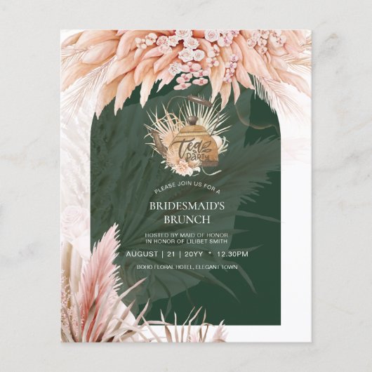 Pampas Grass TEA PARTY Vrijgezellenfeest Lunch Flyer (Voorkant)