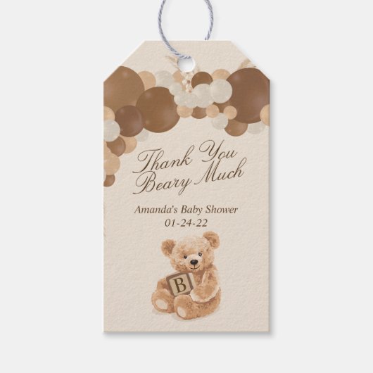Pampas Grass Teddy Bear Cadeaulabel (Voorkant)