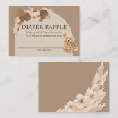 Pampas Grass Teddy Bear Diaper Raffle Informatiekaartje (Voorkant / Achterkant)