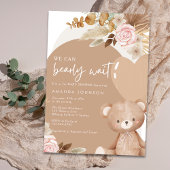 Pampas grass teddy bear gender neutral baby shower kaart