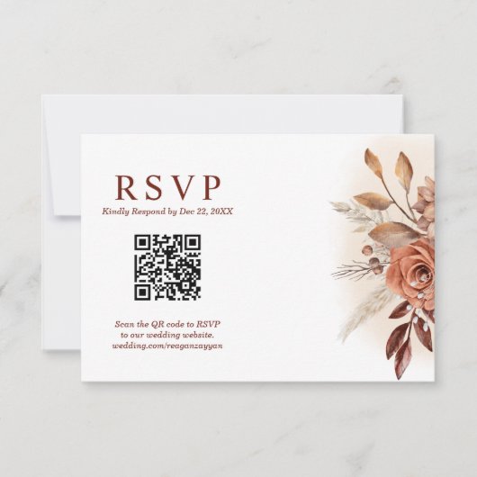 Pampas Grass Terra QR Code Bloemen Bruiloft RSVP (Voorkant)