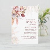 Pampas Grass Terracotta 80th Birthday Party Kaart (Staand voorkant)