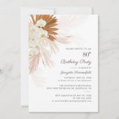 Pampas Grass Terracotta 80th Birthday Party Kaart (Voorkant)