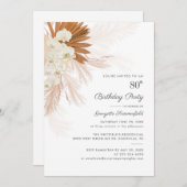 Pampas Grass Terracotta 80th Birthday Party Kaart (Voorkant / Achterkant)