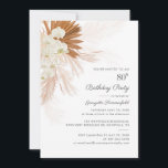Pampas Grass Terracotta 80th Birthday Party Kaart<br><div class="desc">Begroting 80th Birthday Party Pampas Grass Invitation met woestijnpalmen botanisch met moderne typografie en lay-out op witte achtergrond. U kunt deze kaart voor andere speciale gebeurtenissen volledig aanpassen door op de knop "Personaliseren" te klikken om het jaar,  de indeling,  de tekstkleur en nog veel meer te wijzigen.</div>