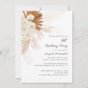 Pampas Grass Terracotta 80th Birthday Party Kaart
