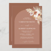 Pampas grass Terracotta all in one bruiloft Kaart (Voorkant / Achterkant)
