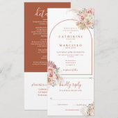 Pampas grass Terracotta all in one Weddenat Invita Kaart (Voorkant / Achterkant)
