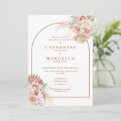 Pampas Grass Terracotta Arch Engagement Party Kaart (Staand voorkant)