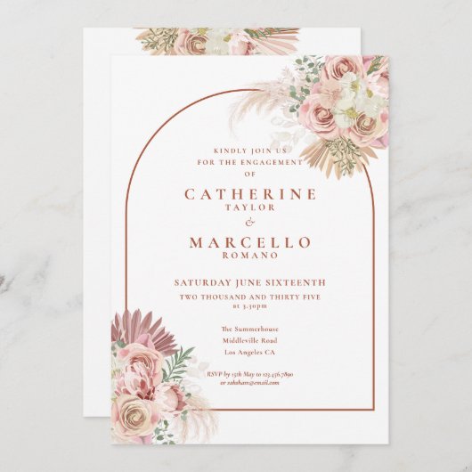 Pampas Grass Terracotta Arch Engagement Party Kaart (Voorkant / Achterkant)