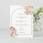 Pampas grass Terracotta Arch Floral Wedding Kaart (Staand voorkant)
