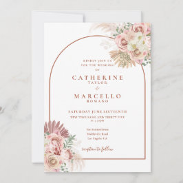 Pampas grass Terracotta Arch Floral Wedding Kaart