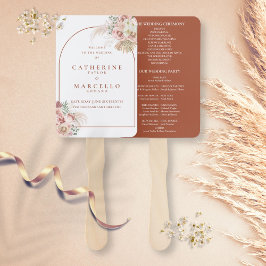 Pampas Grass Terracotta Arch Wedding Program Hand Handwaaier