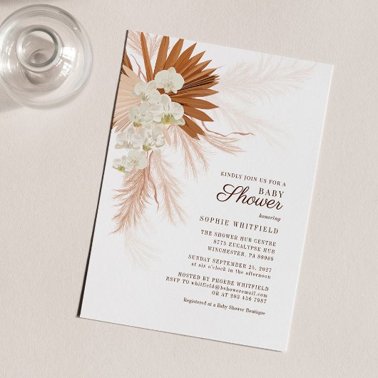 Pampas Grass Terracotta Baby shower Uitnodiging