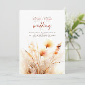 Pampas Grass Terracotta Bloemen Boho Fall Bruiloft Kaart (Staand voorkant)
