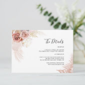 Pampas Grass Terracotta Bloemen Bruiloft Details Informatiekaartje (Staand voorkant)