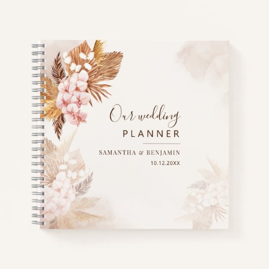 Pampas Grass Terracotta Bloemen Bruiloft Planner Notitieboek (Voorkant)